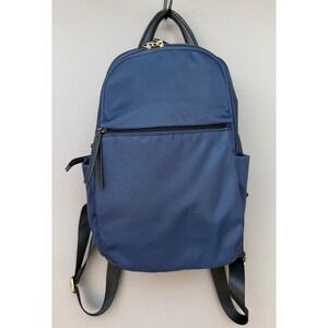 SevenDays Navy Blue Nylon Backpack Vegan Leather Trim Travel School Work Commute